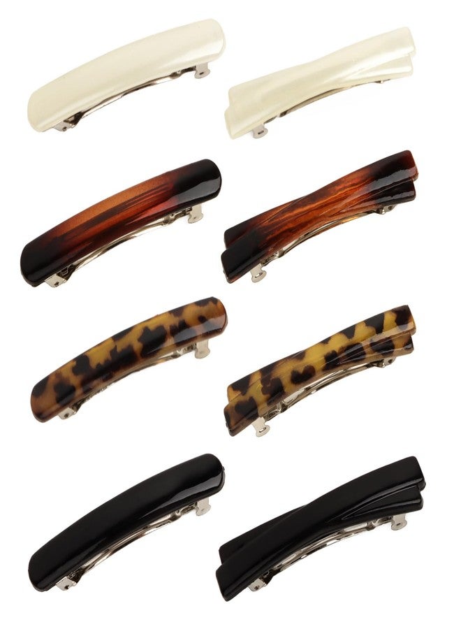 ACO-UINT Hair Barrettes for Women 8 Pcs Vintage French Barrette Clips for Thin or Thick Hair, Tortoise Shell Leopard Color Flat Hair Accessories for Women Girls - Image 1